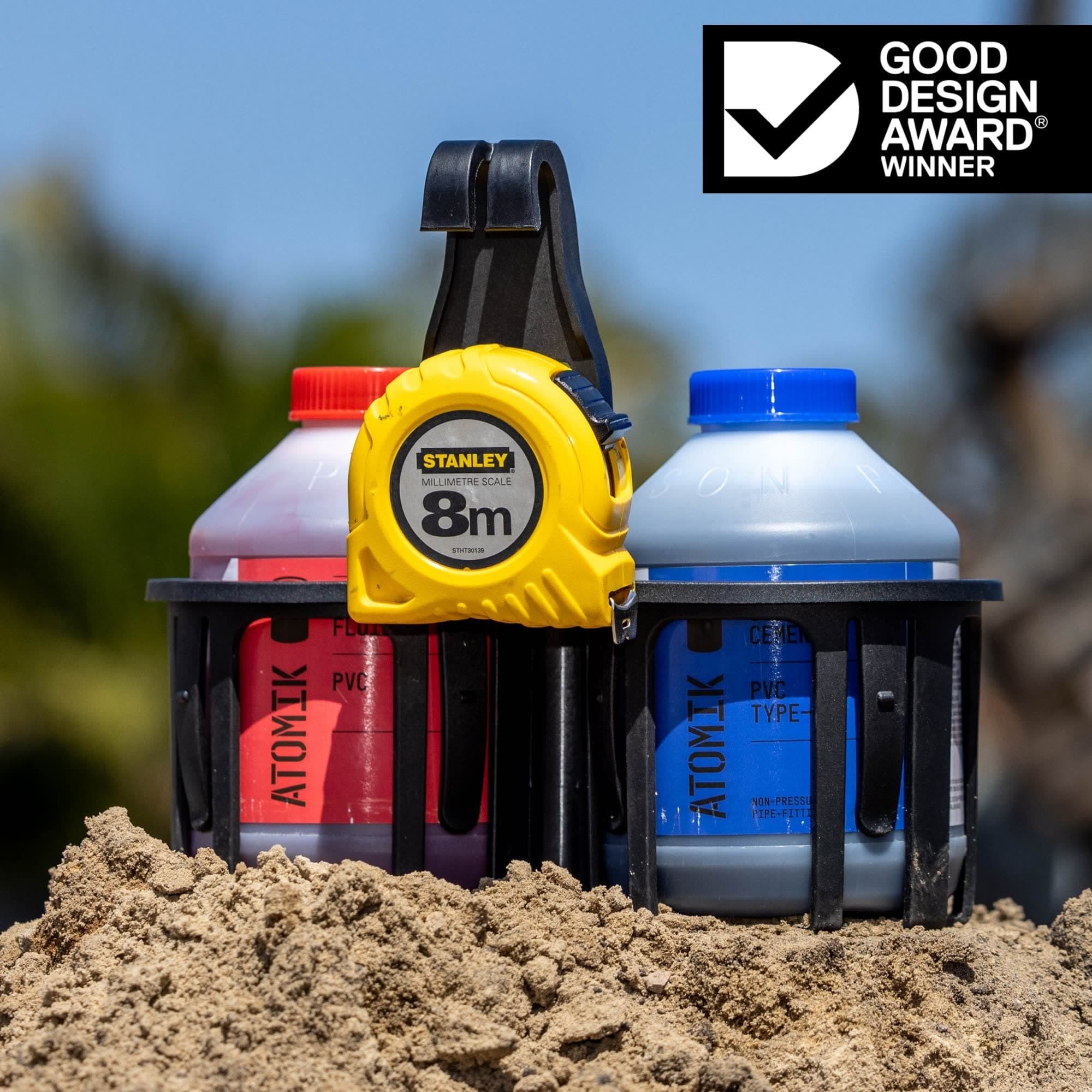 Black Constricta Multi pot grip holdings glue and primer - good design award winner 
