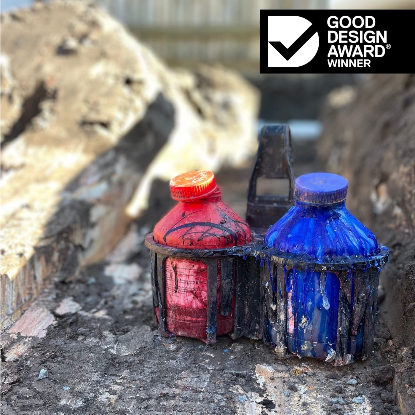Black constricta multi pot grip holdings blue glue and red primer for PVC pipe