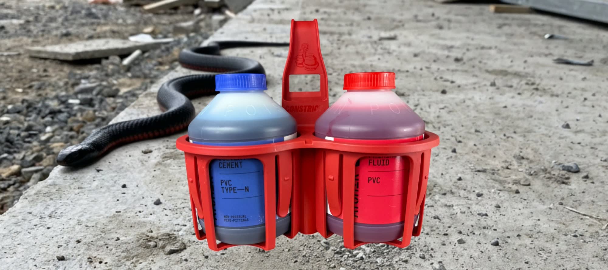 Red Constricta multi pot grip glue and primer holder
